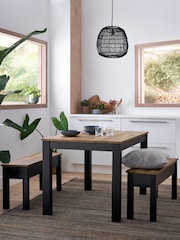 Dark Natural Bronx Oak Effect 4 Seater Dining Table and Bench Set - Image 1 of 8