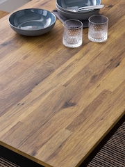 Dark Natural Bronx Oak Effect 4 Seater Dining Table and Bench Set - Image 2 of 8