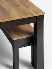 Dark Natural Bronx Oak Effect 4 Seater Dining Table and Bench Set - Image 3 of 8