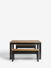 Dark Natural Bronx Oak Effect 4 Seater Dining Table and Bench Set - Image 4 of 8