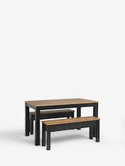 Dark Natural Bronx Oak Effect 4 Seater Dining Table and Bench Set - Image 5 of 8