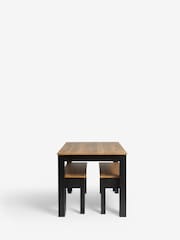 Dark Natural Bronx Oak Effect 4 Seater Dining Table and Bench Set - Image 6 of 8
