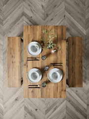Dark Natural Bronx Oak Effect 4 Seater Dining Table and Bench Set - Image 8 of 8