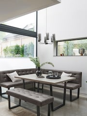Monza Faux Leather Dark Grey Curtis Left Hand Corner Dining Table and Bench Set - Image 1 of 5