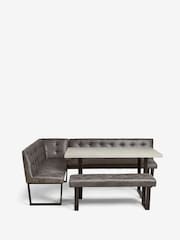 Monza Faux Leather Dark Grey Curtis Left Hand Corner Dining Table and Bench Set - Image 4 of 5