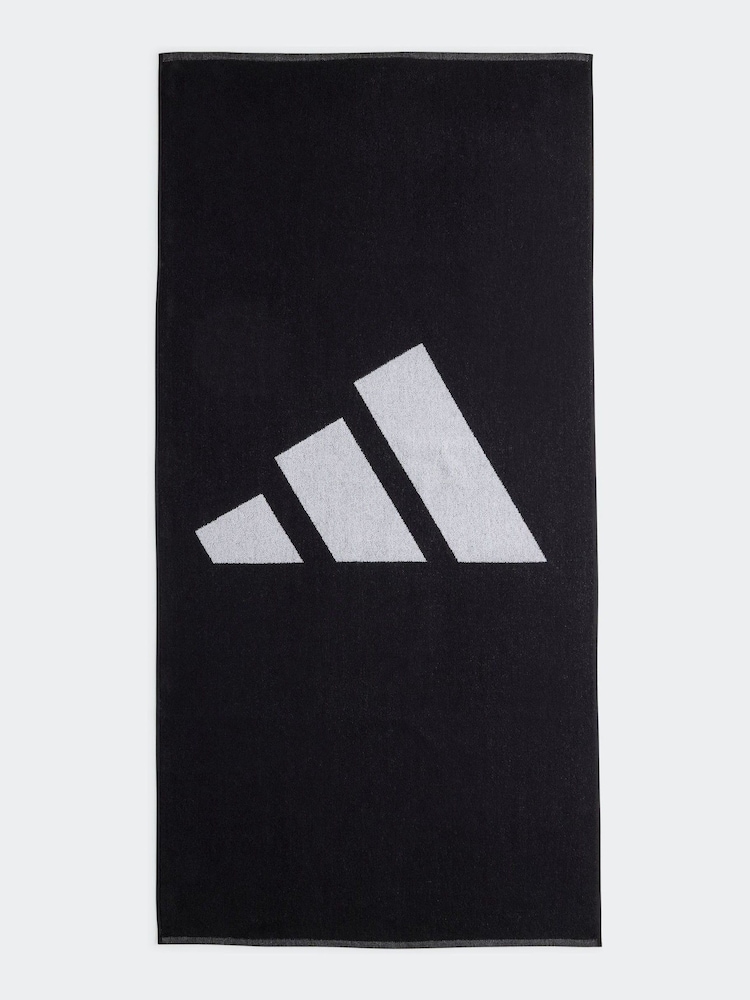adidas Black Large 3 Bar Towel - Image 1 of 3