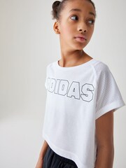 adidas White Kids Sportswear Aeroready Dance Crop T-Shirt - Image 2 of 8