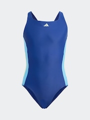 adidas Blue Cut 3 Stripes Swimsuit - Image 1 of 5