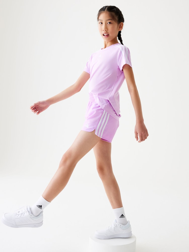 adidas Purple Sportswear Essentials Aeroready 3-Stripes Shorts - Image 2 of 13