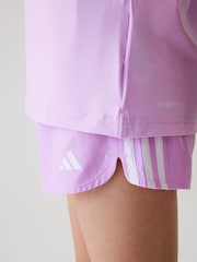 adidas Purple Sportswear Essentials Aeroready 3-Stripes Shorts - Image 6 of 13