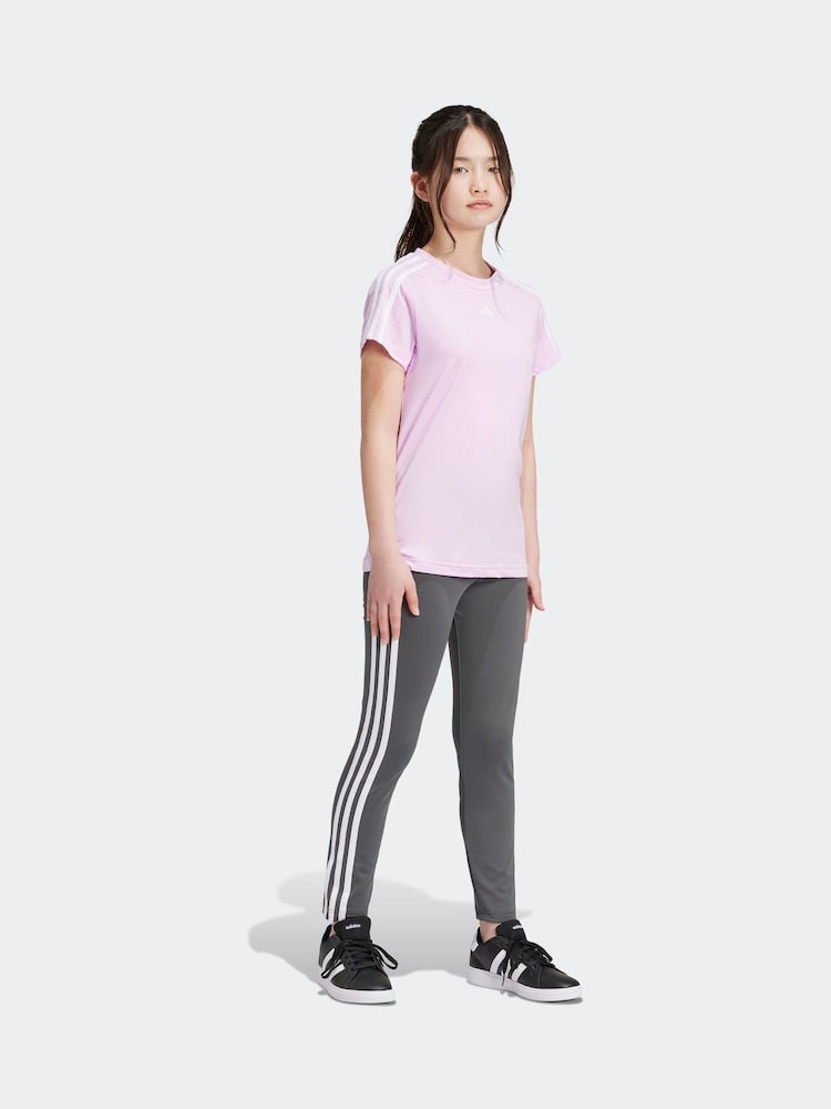 adidas Grey Sportswear Essentials Aeroready 3-Stripes High Waisted Leggings - Image 1 of 10