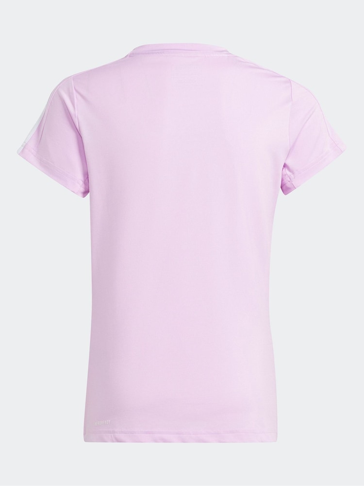 Lila - adidas Sportswear Train Essentials Aeroready Trainings-T-Shirt mit 3 Streifen, Slim-Fit - Bild 2 von 5