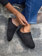 Linzi Black Enzo Fur Slipper Shoes - Image 1 of 5
