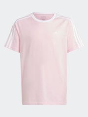 adidas Pink Boyfriend Fit 100% Cotton 3-Stripe Essential T-Shirt - Image 11 of 15