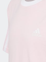 adidas Pink Boyfriend Fit 100% Cotton 3-Stripe Essential T-Shirt - Image 13 of 15