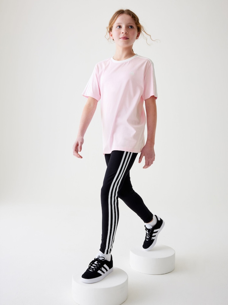 adidas Pink Boyfriend Fit 100% Cotton 3-Stripe Essential T-Shirt - Image 2 of 15