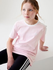 adidas Pink Boyfriend Fit 100% Cotton 3-Stripe Essential T-Shirt - Image 4 of 15
