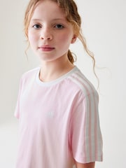 adidas Pink Boyfriend Fit 100% Cotton 3-Stripe Essential T-Shirt - Image 5 of 15