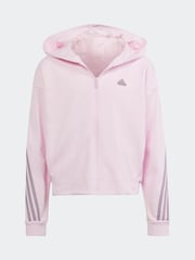 adidas Pink Light Future Icons 3-Stripes Full-Zip Hoodie - Image 1 of 5