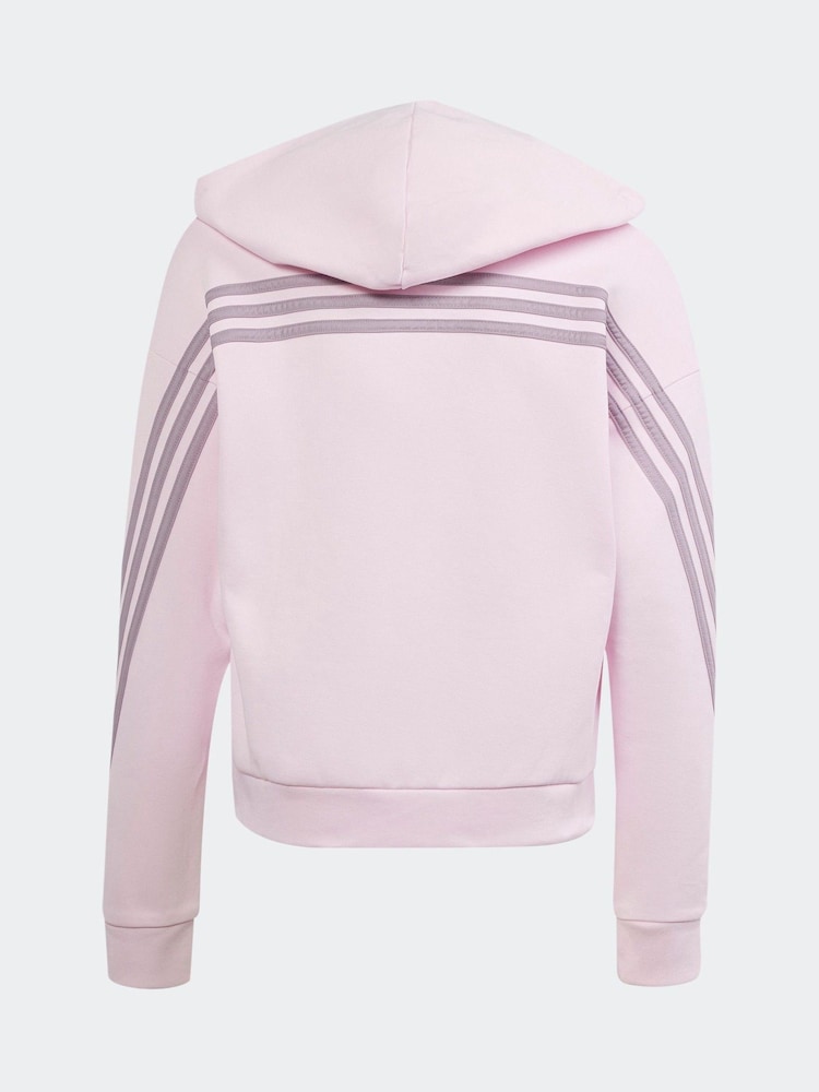 adidas Pink Light Future Icons 3-Stripes Full-Zip Hoodie - Image 2 of 5