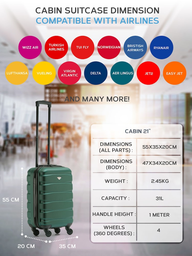 Flight Knight Hard Shell ABS Easyjet Size Cabin Carry On Case - Image 3 of 7