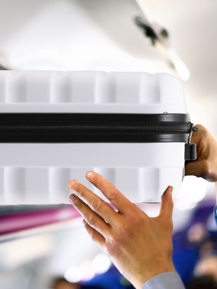 Blanco/Negro - Flight Knight Hard Shell ABS Easyjet Tamaño Cabina Carry On Case - Imagen 7 de 7
