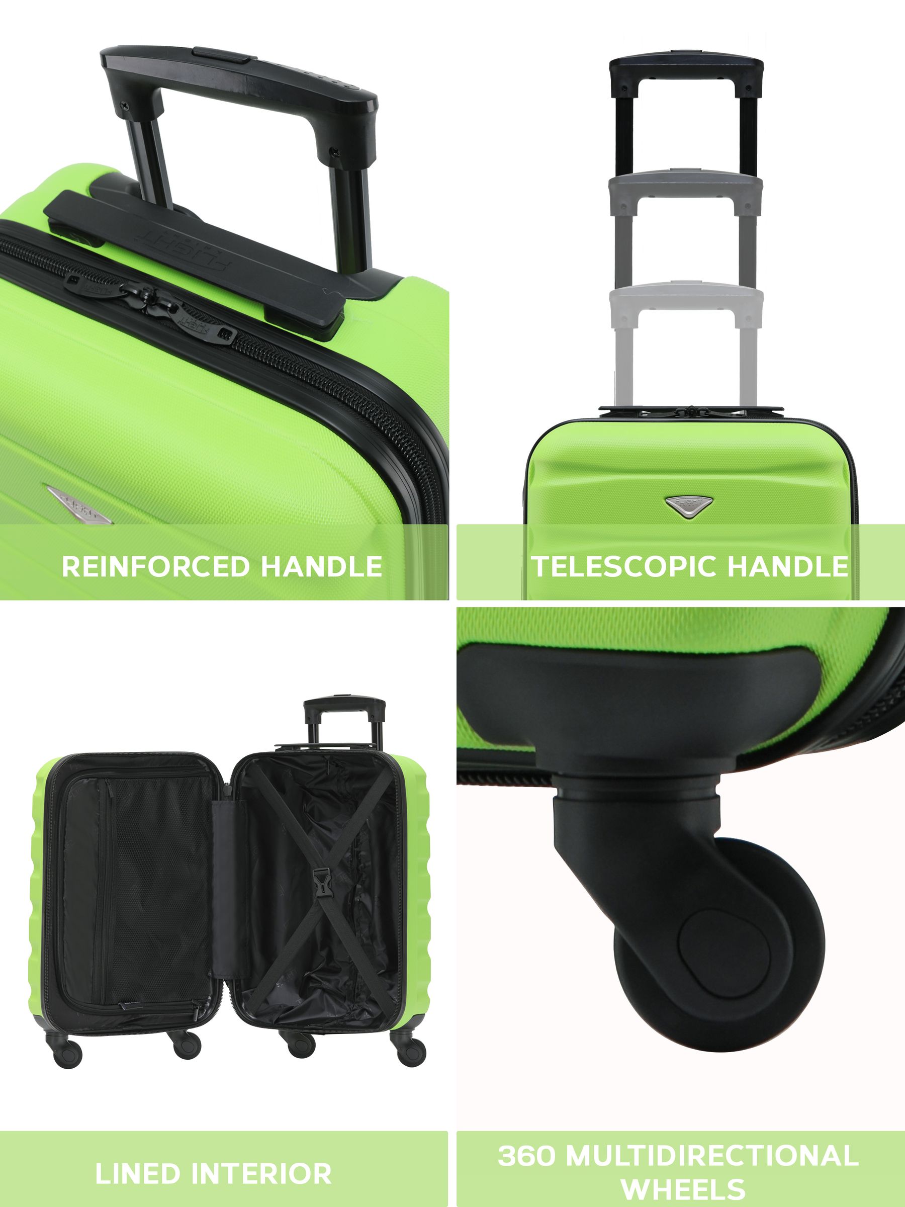 Buy Flight Knight Green/Black Hard Shell ABS Easyjet Size Cabin