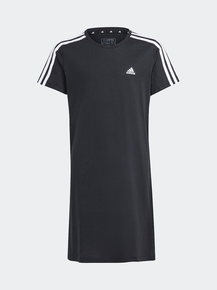 adidas Black 100% Cotton Sportswear Essentials 3-Stripes Dress - Image 1 of 5