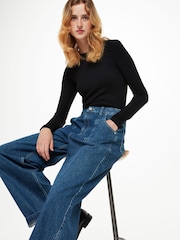 Whistles Black Essential Crew Neck Top - Image 1 of 5