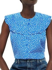 Whistles Blue Micro Cactus Sleeveless Top - Image 3 of 4