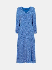 Whistles Blue Micro Cactus Print Midi Dress - Image 5 of 5