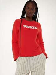 Whistles Red Paris 100% Cotton Logo Sweatshirt - Image 1 of 5