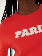 Whistles Red Paris 100% Cotton Logo Sweatshirt - Image 4 of 5