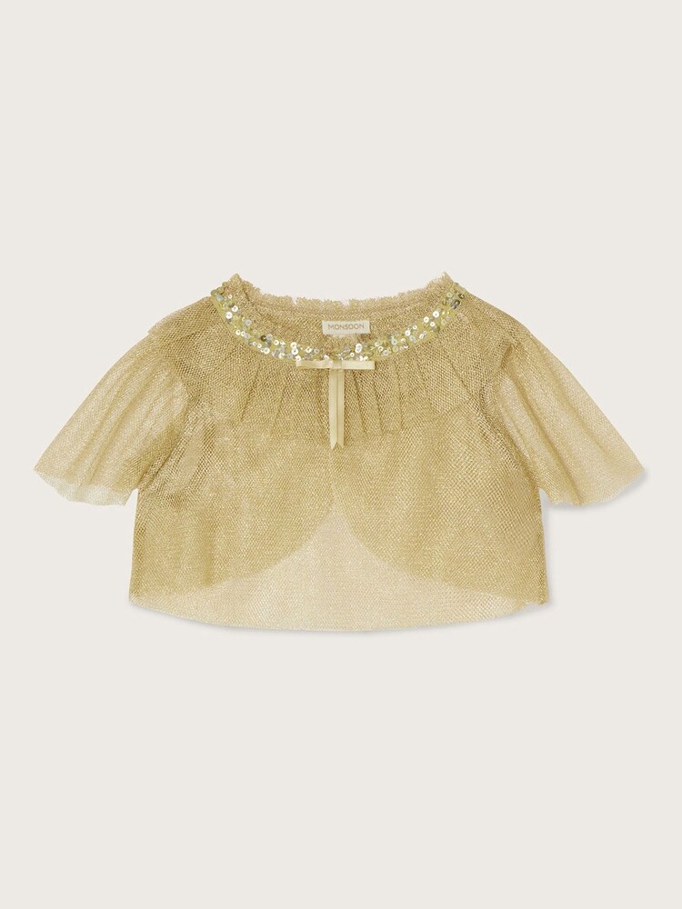 Monsoon Gold Land of Wonder Short Tulle Cape Jacket - Image 1 of 3