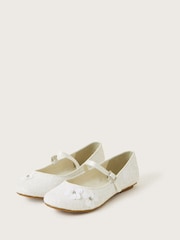 Monsoon Natural Sequin Flower Glitter Ballerina Flats - Image 2 of 3