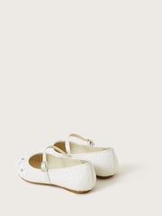 Monsoon Natural Sequin Flower Glitter Ballerina Flats - Image 3 of 3