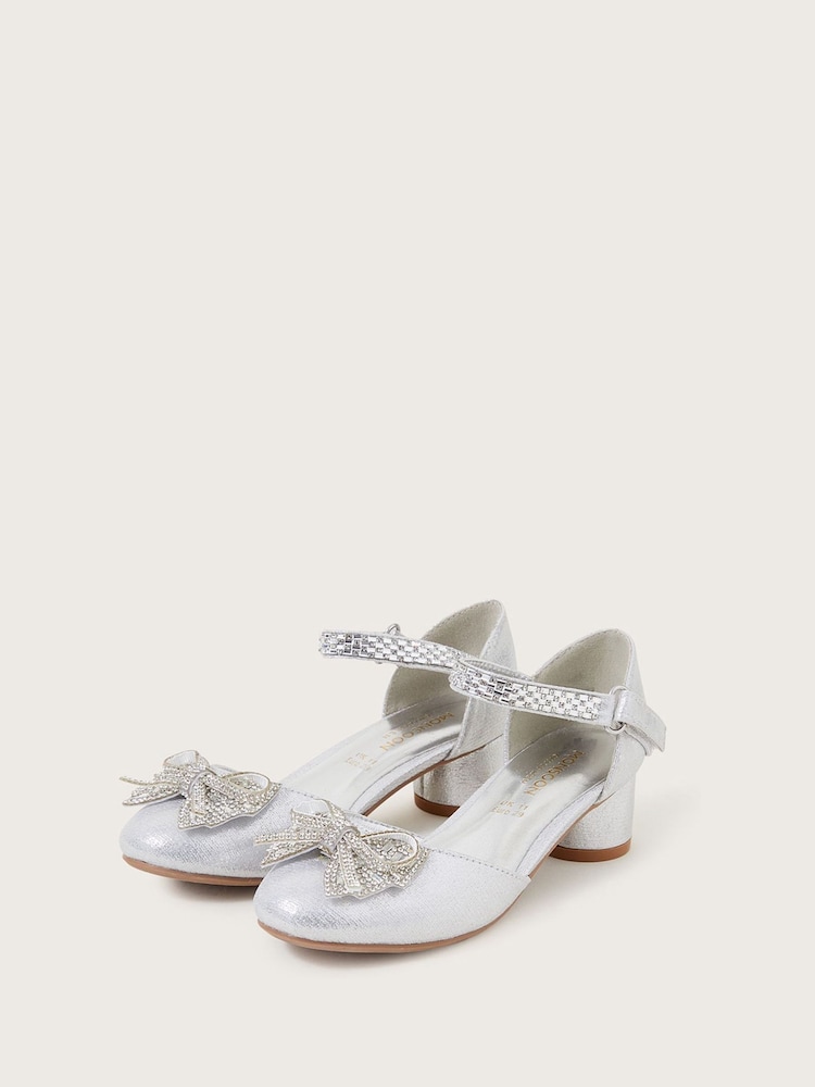 Monsoon Silver Lola Dazzle Bow Two Part Heels - Image 1 of 3