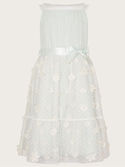 Monsoon Blue Polka Dot Daisy Tiered Dress - Image 1 of 3