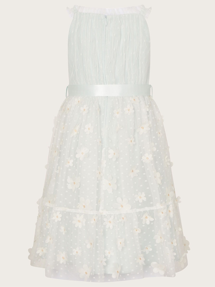 Monsoon Blue Polka Dot Daisy Tiered Dress - Image 2 of 3
