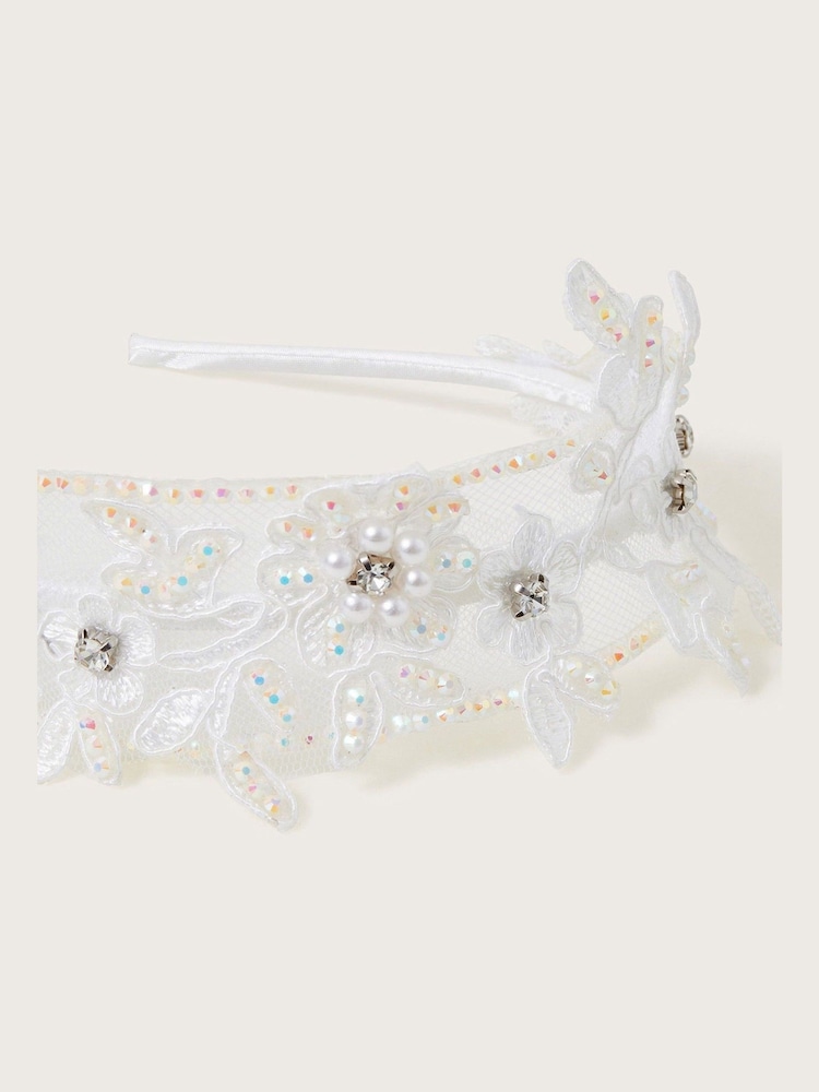 Monsoon Natural Embellished Floral Bridesmaid Headband - Image 2 of 2