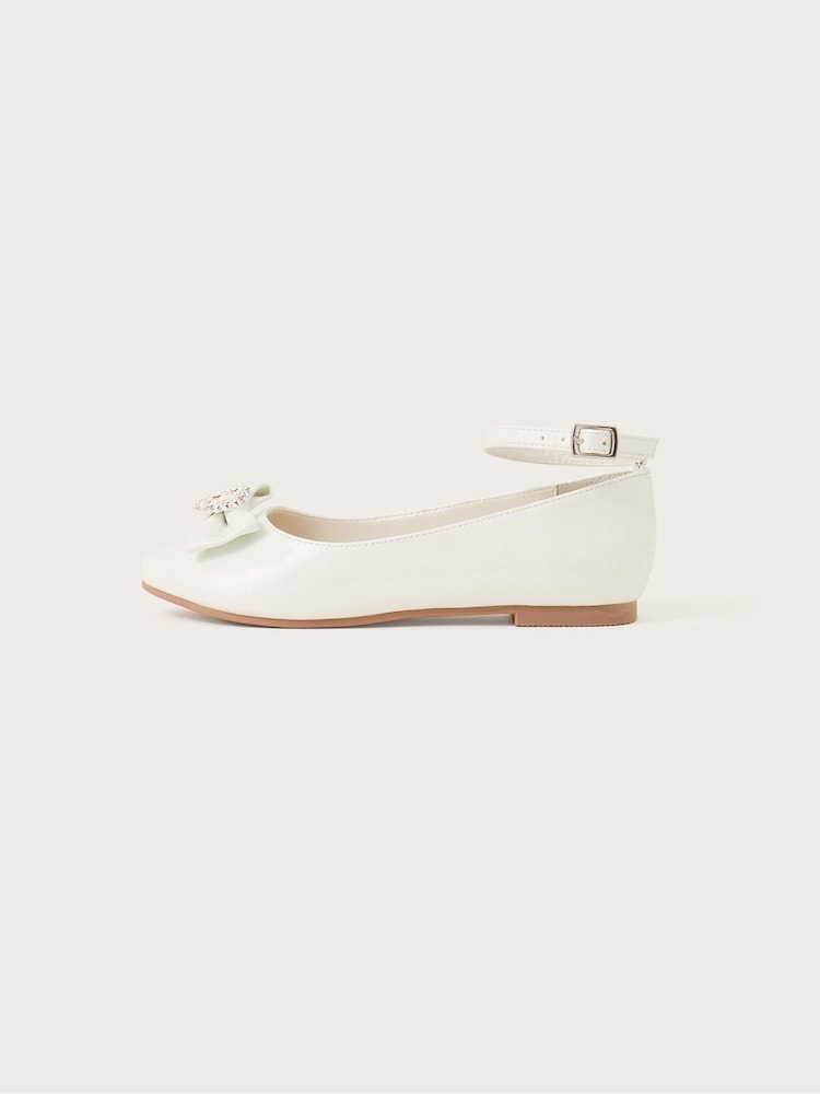Monsoon Natural Tilla Loveheart Patent Ballerina Shoes - Image 2 of 3
