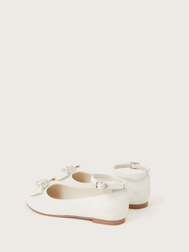 Monsoon Natural Tilla Loveheart Patent Ballerina Shoes - Image 3 of 3