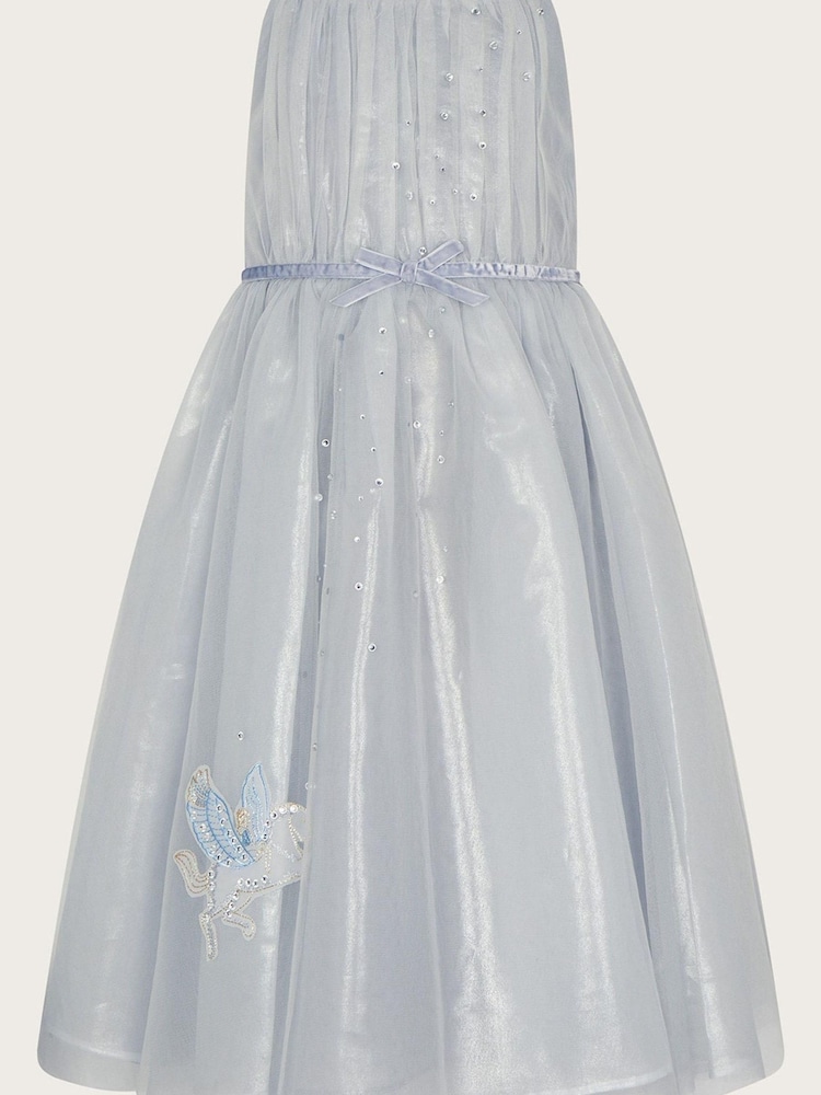 Monsoon Grey Land of Wonder Pegasus Diamante Shimmer Dress - Image 1 of 3
