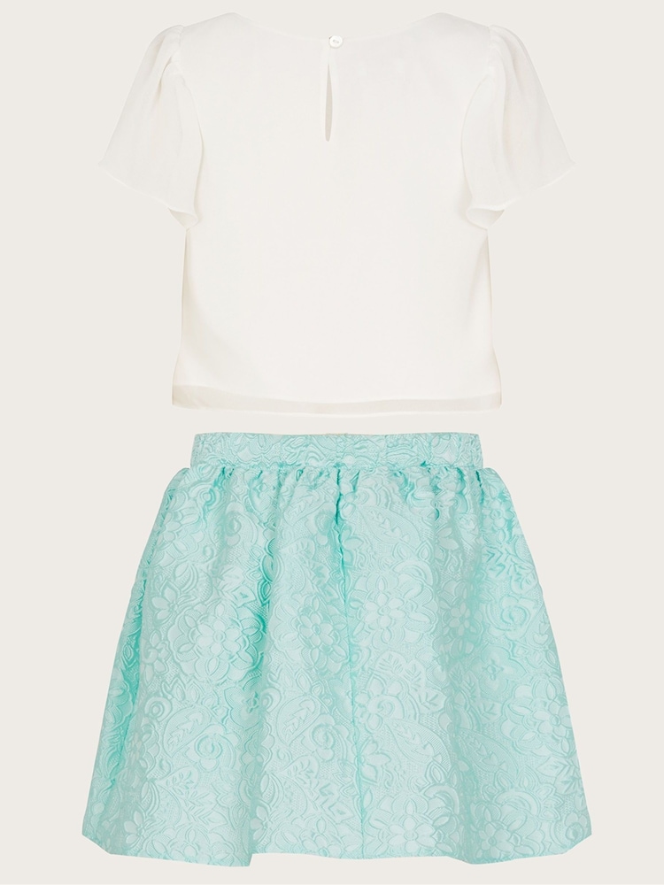Monsoon Green Jacquard Top Skirt Set - Image 2 of 3 Monsoon Green Jacquard Top Skirt Set - Image 2 of 3