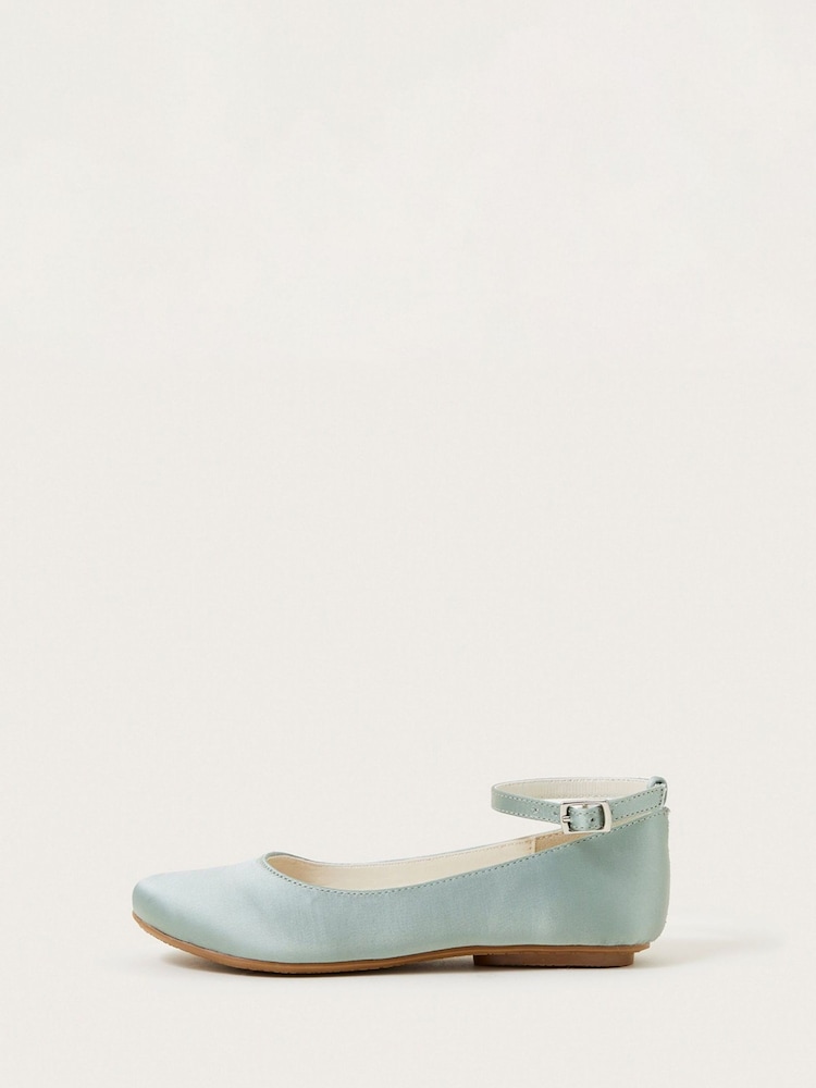 Monsoon Green Satin Ballerina Flats - Image 1 of 3
