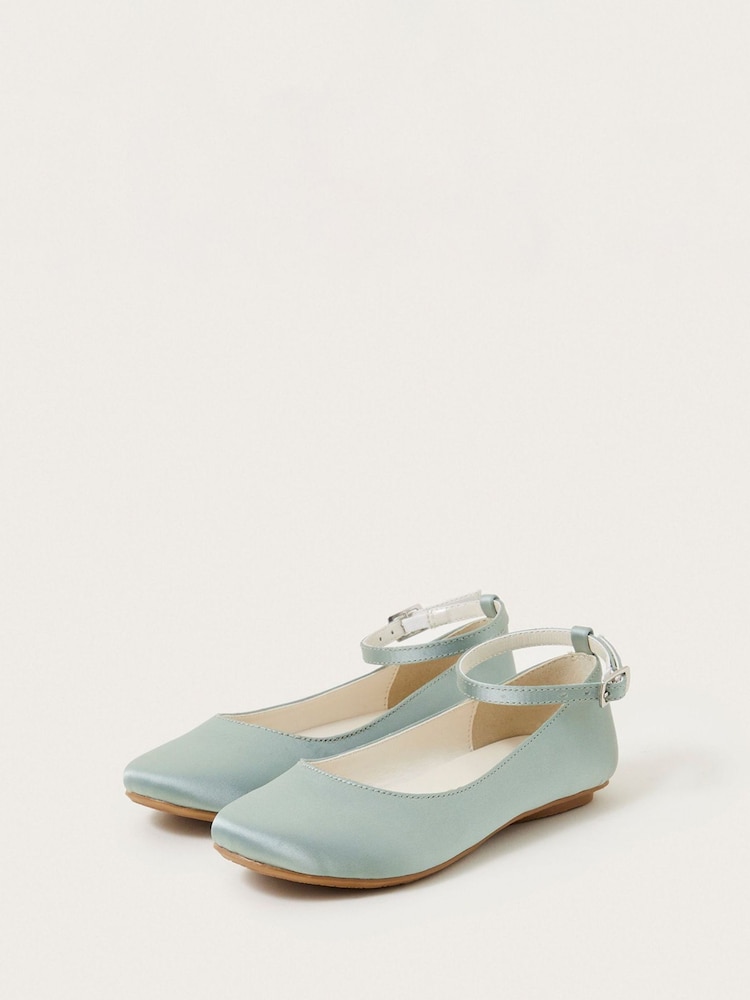 Monsoon Green Satin Ballerina Flats - Image 2 of 3
