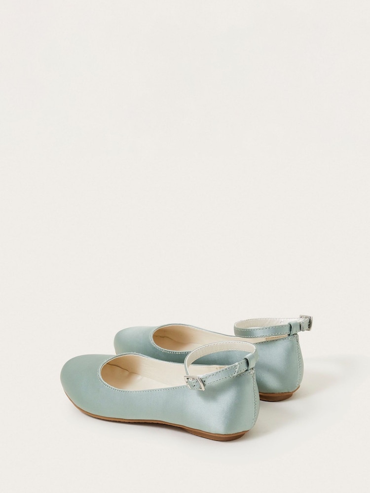 Monsoon Green Satin Ballerina Flats - Image 3 of 3