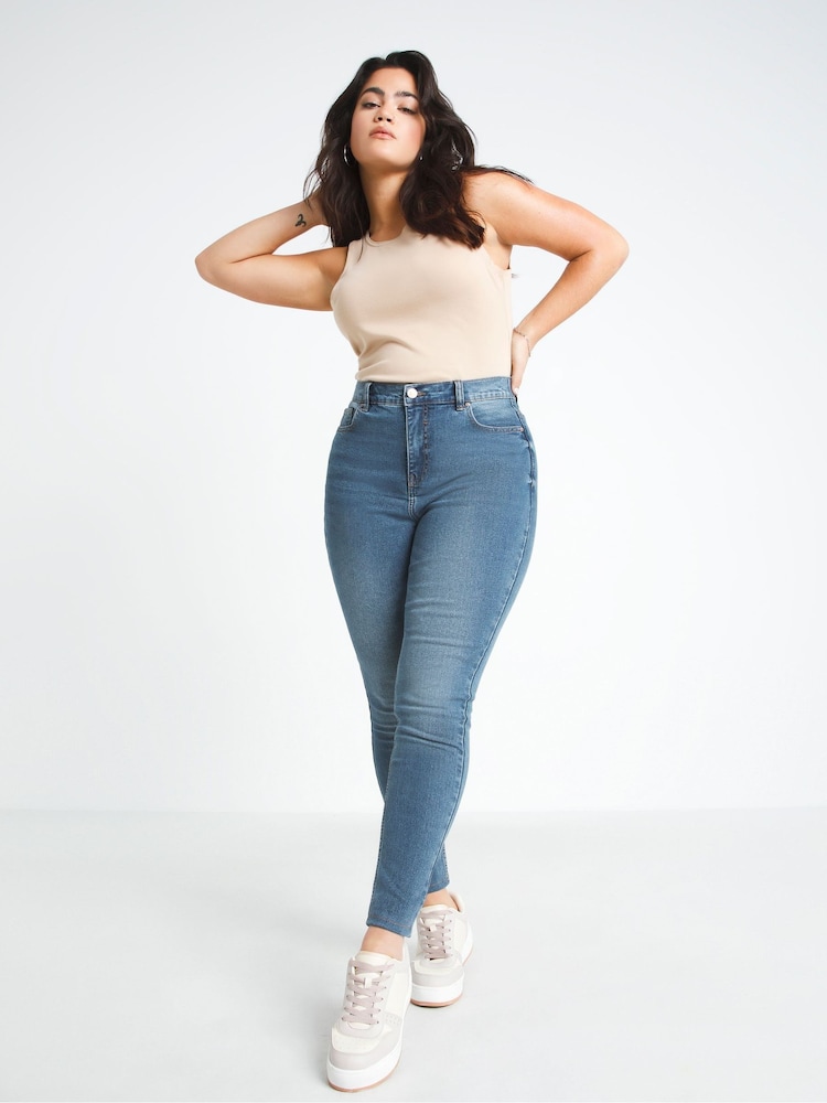 Simply Be Mid Blue 24/7 Skinny Jeans - Image 1 of 4