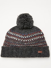 FatFace Grey Jack Textured Bobble Hat - Image 1 of 2