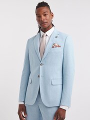 Jacamo Blue Danny Linen Mix Blazer - Image 3 of 5